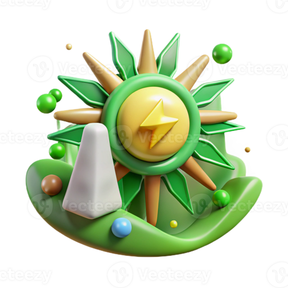 wonderful minimalist Green Energy Symbol with Sun Rays Cutout Element high resolution png