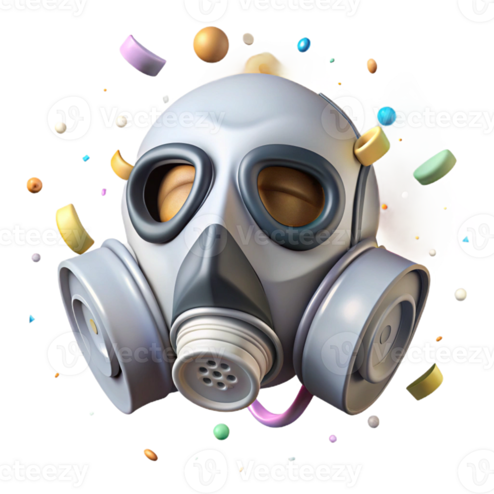serene modern Pollution Mask Front View with White Filter Isolated png