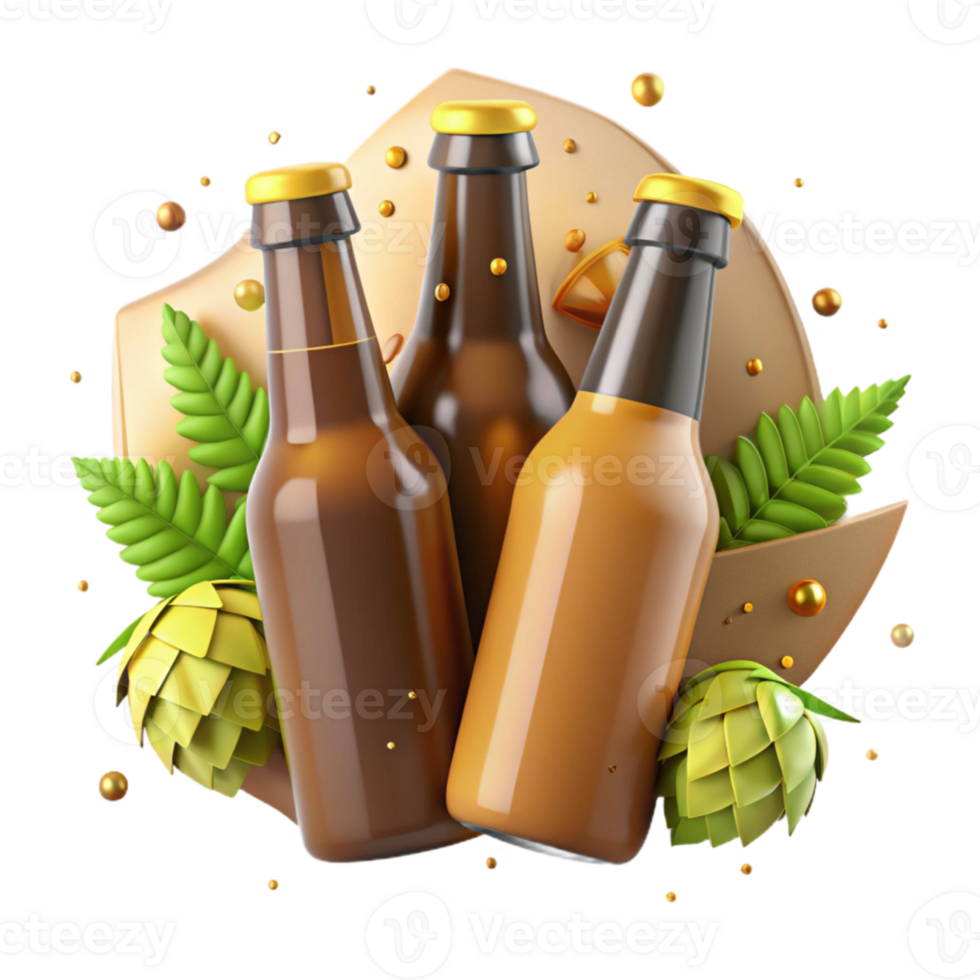 impressive rustic Local Craft Beer Bottles Top View Cutout professional png