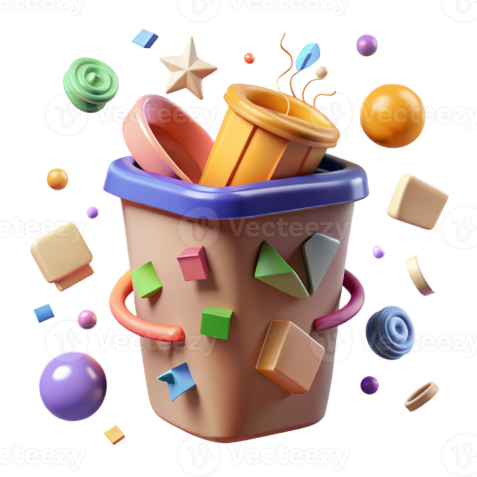 extraordinary creative Recycle Bin with Paper and Cardboard Cutout professional png