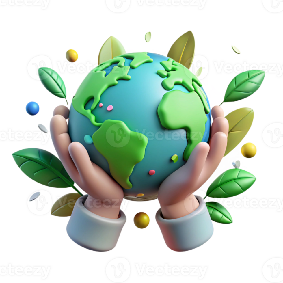 magnificent classic Hands Holding Globe with Green Leaves Cutout high quality png