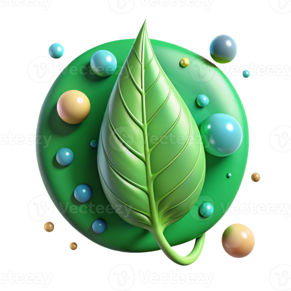 wonderful minimalist Green Leaf with Water Droplets Isolated on Transparent Background high resolution png