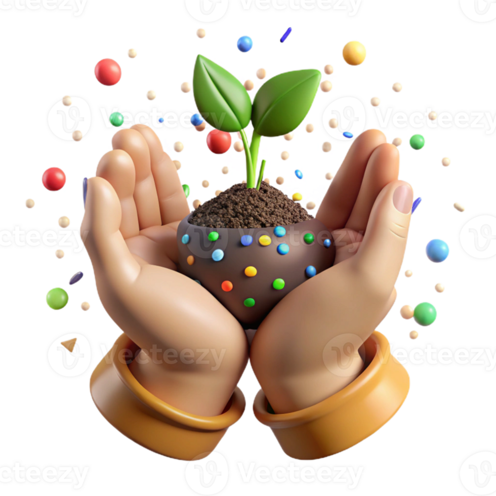 wonderful vintage Hands Holding Soil with Sprouting Seed Transparent high quality png