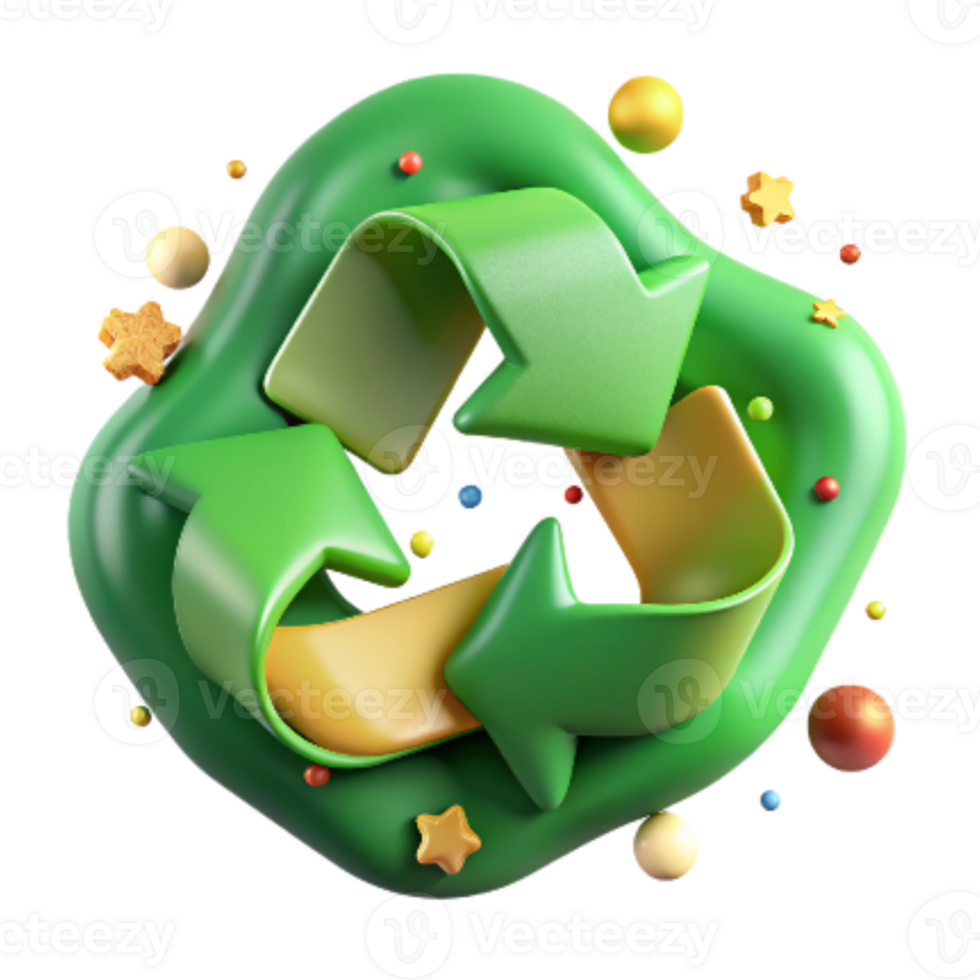 vibrant classic Recycle Logo Green Design Cutout Isolated on White authentic png