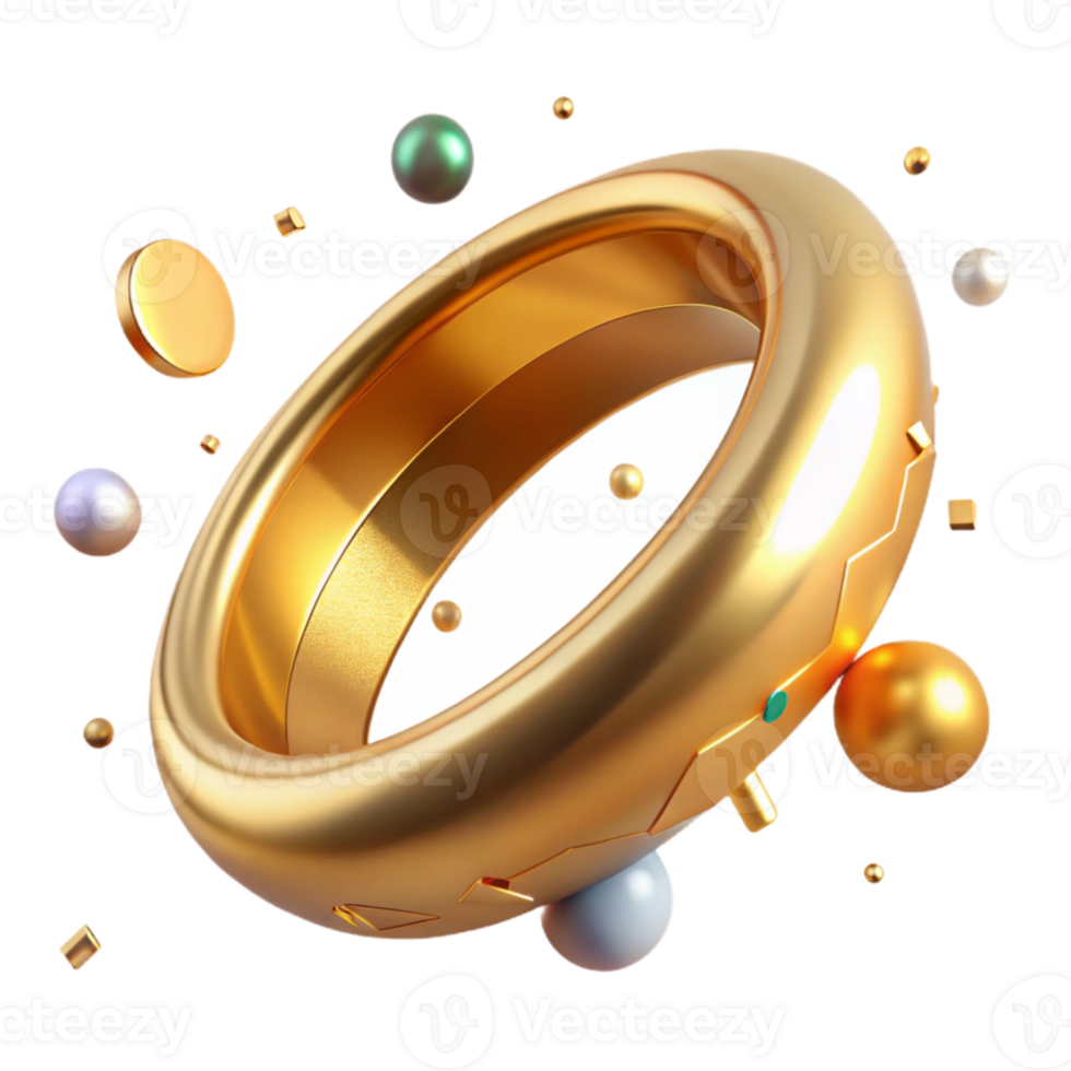serene modern Golden Bangle Bracelet Isolated with Reflective Lighting high resolution png