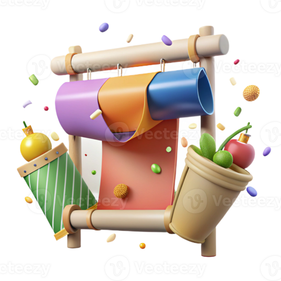 vibrant traditional Local Farmers Market Banner Colorful Design Transparent Background professional png