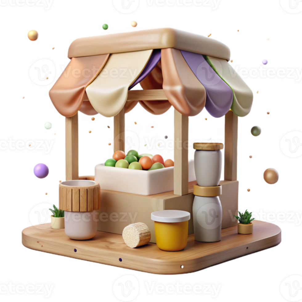 magnificent contemporary Organic Food Market Stall Isolated premium png