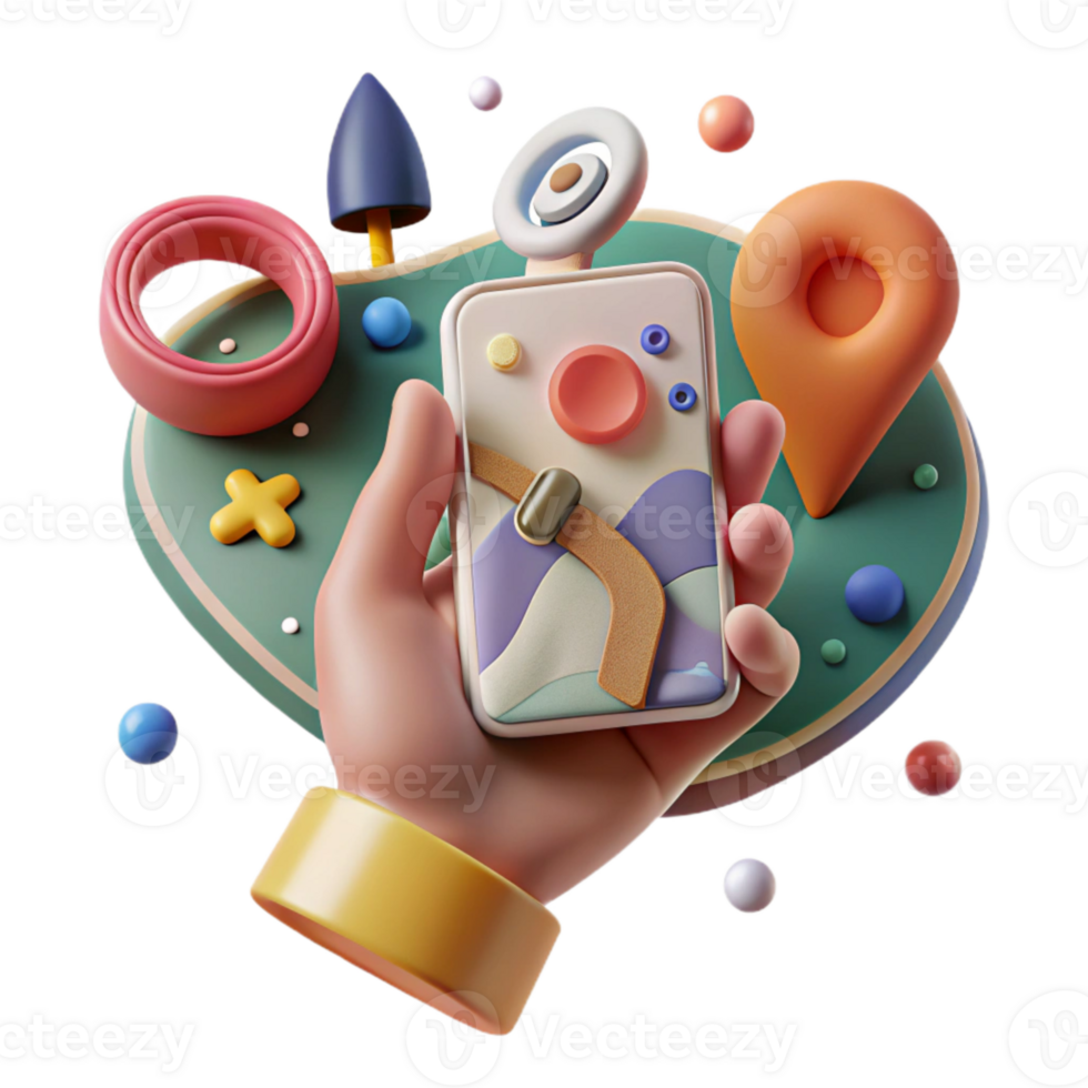 wonderful artistic Hand Holding Gps Device Tracking Animal Movement Transparent Background authentic png