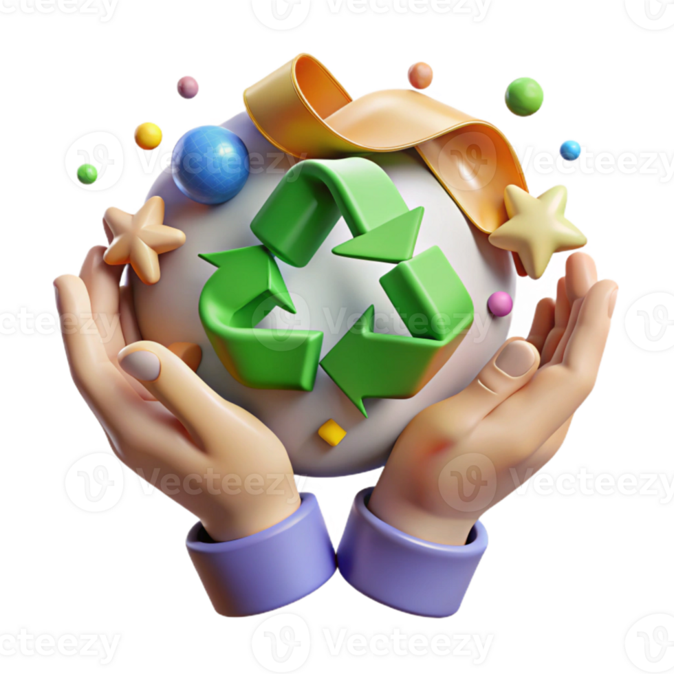 vibrant abstract Hands Holding Recycling Symbol Cutout authentic png