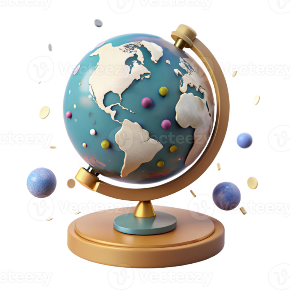 elegant artistic Globe with Stand Side View Isolated detailed png