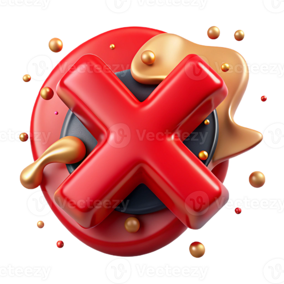 beautiful artistic Red X on Oil Spill Cutout Element authentic png