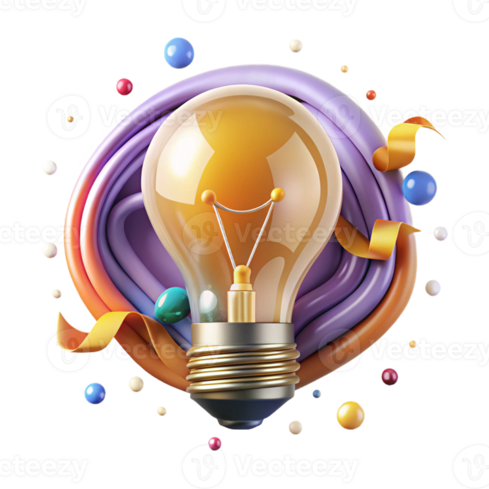 dramatic modern Lightbulb Symbol with Bright Filament Isolated detailed png