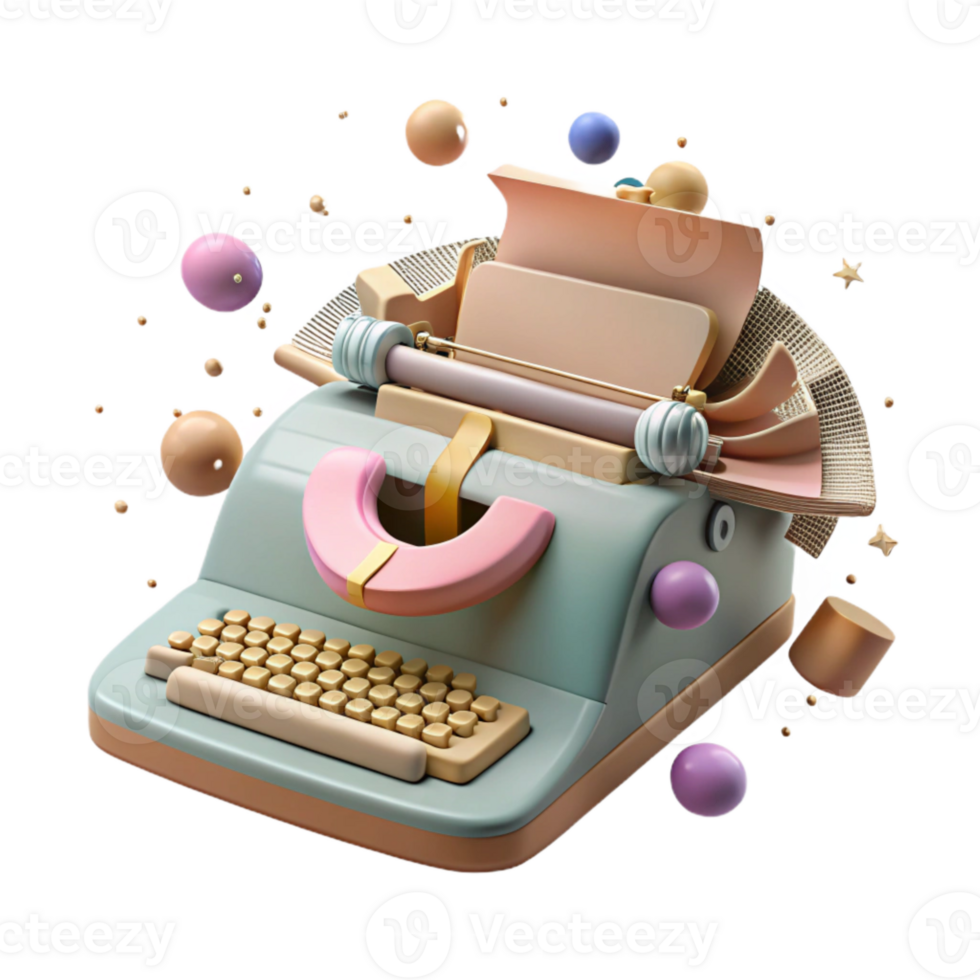 wonderful abstract Old Typewriter Cutout with Keys Detailed authentic png