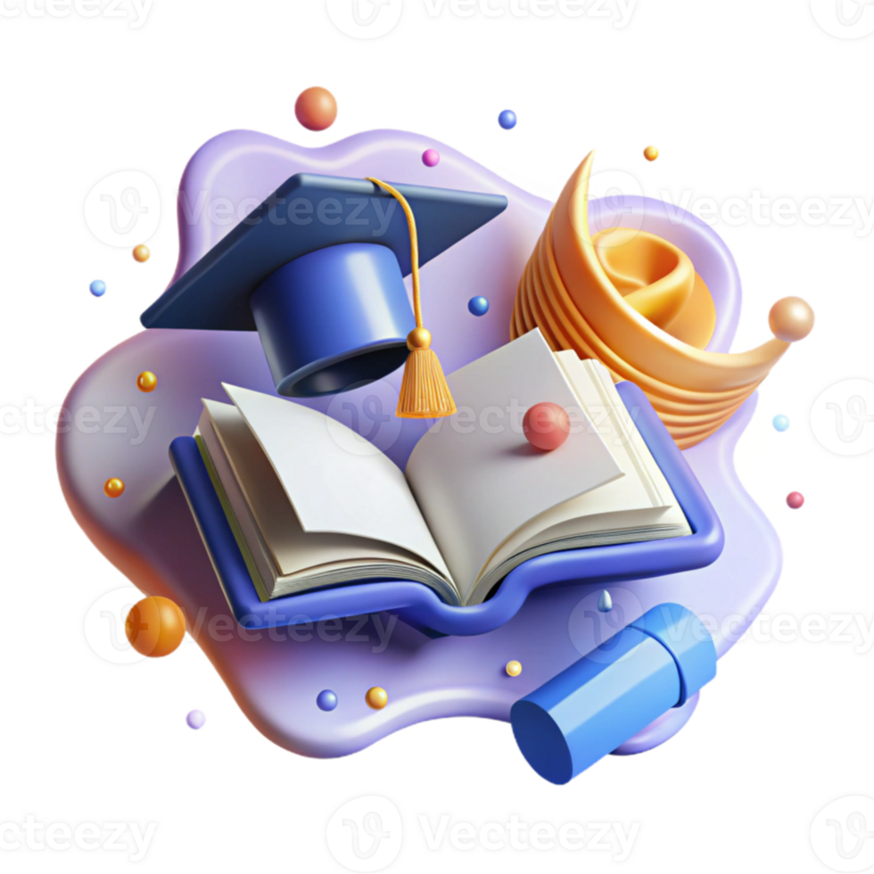 dramatic creative Lifelong Learning Icon Open Book and Graduation Cap Isolated high quality png