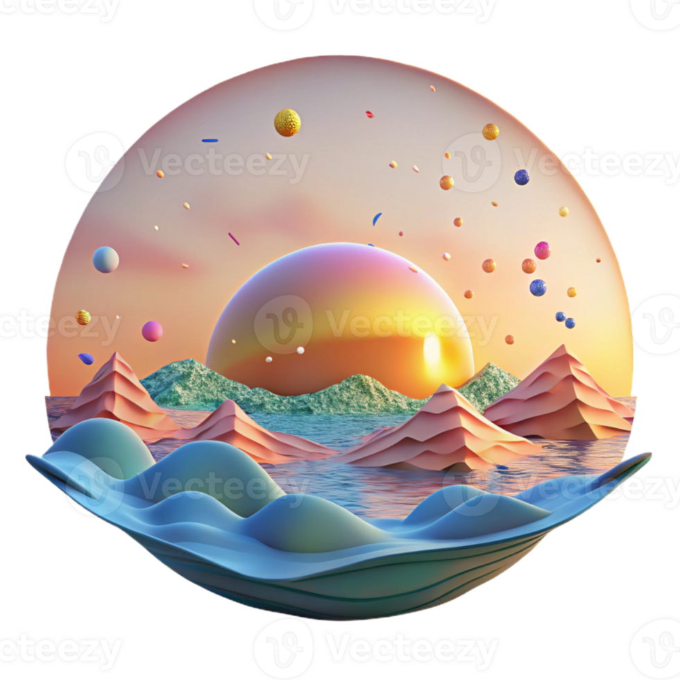 vibrant traditional Ocean Sunrise Panoramic View Isolated original png
