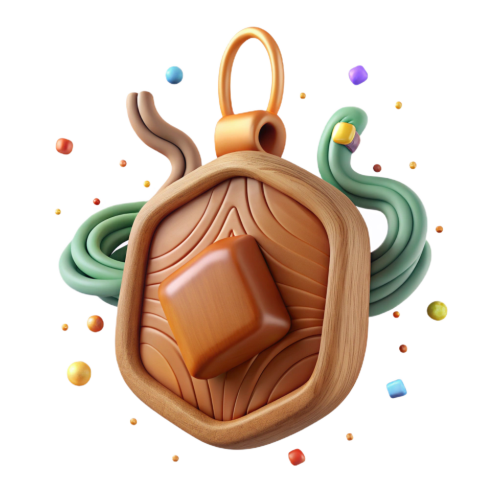 magnificent rustic Hand Carved Wooden Pendant Cutout on a Transparent Background original png