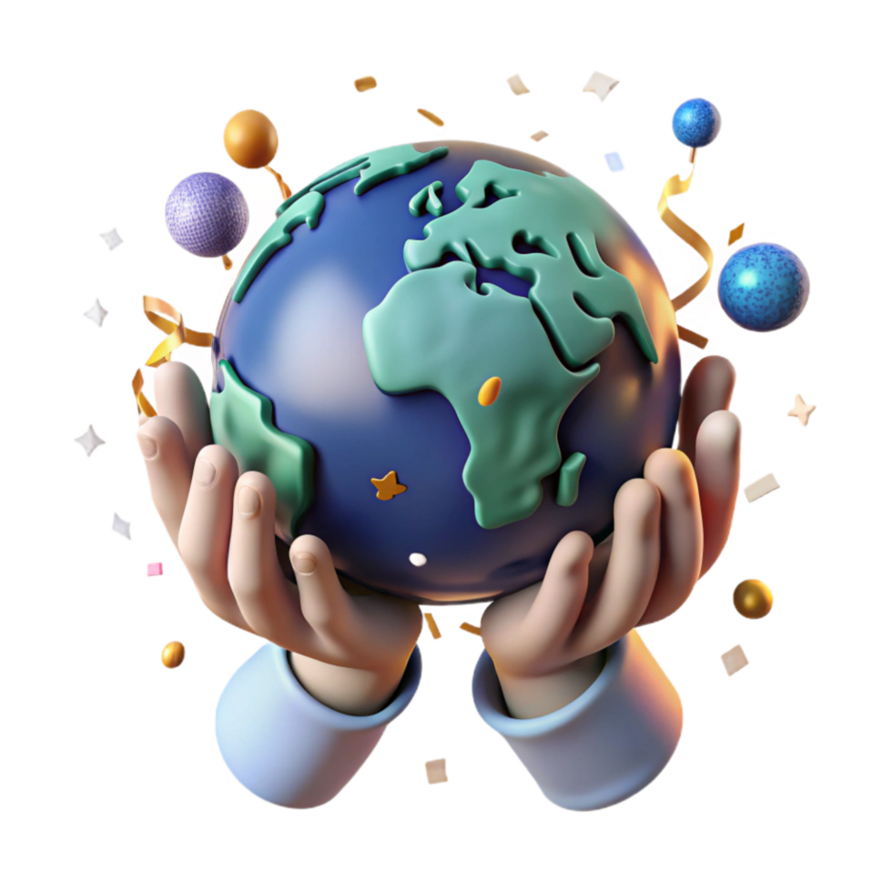 serene artistic Hands Holding Earth Cutout with Soft Lighting premium png