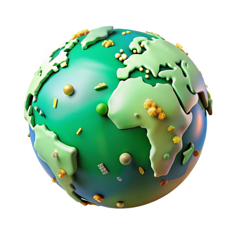 extraordinary traditional Green Globe with Continents Transparent Background authentic png