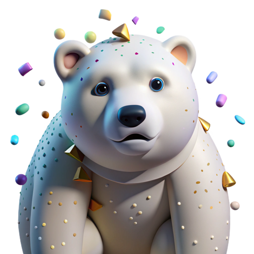 wonderful creative Polar Bear with Sad Expression Transparent Background authentic png