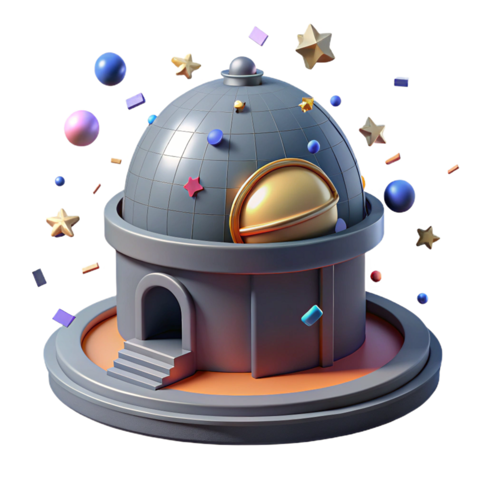 stunning creative Observatory Dome Isolated with Night Sky Background detailed png