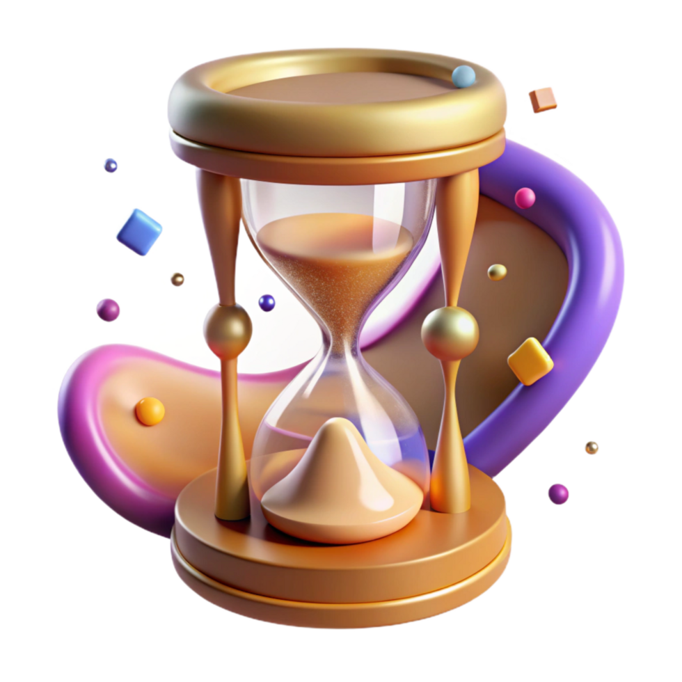 magnificent vintage Hourglass with Sand Flowing Slowly Isolated Element professional png