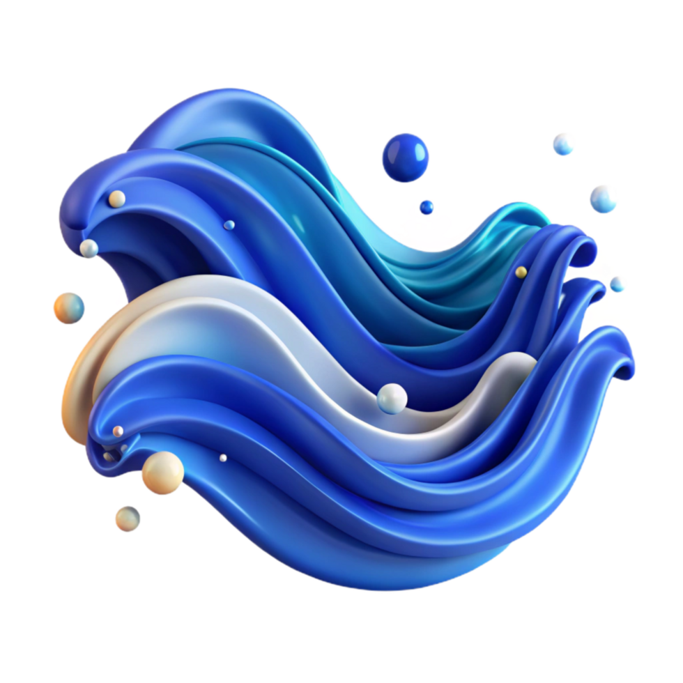 serene classic Ocean Waves Cutout Isolated Element Blue Gradient premium png