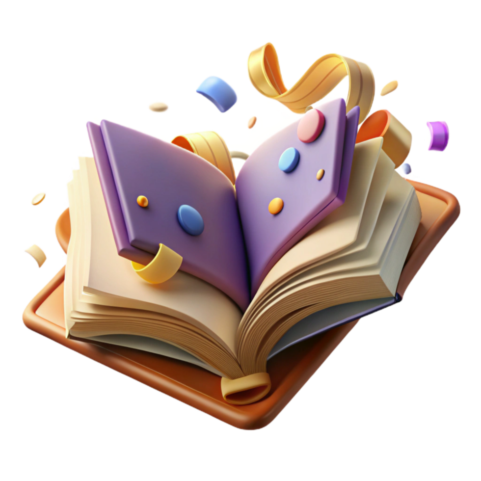 serene modern Old Book Open Pages Transparent Background authentic png