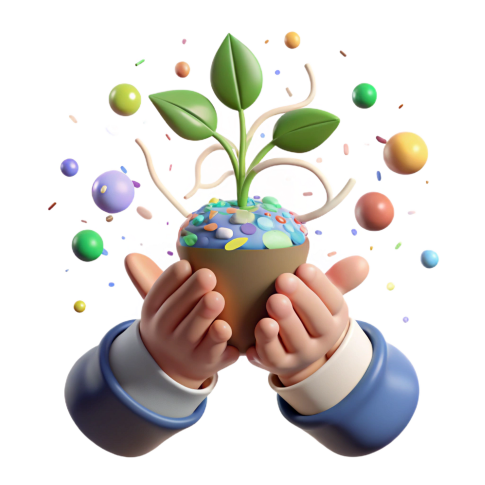 vibrant modern Hands Holding Sapling Isolated exclusive png