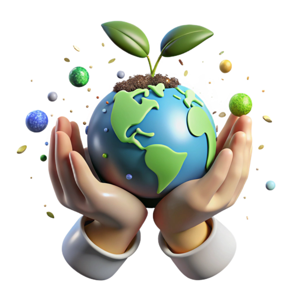 extraordinary rustic Hands Holding Earth with Green Continents Transparent Background original png