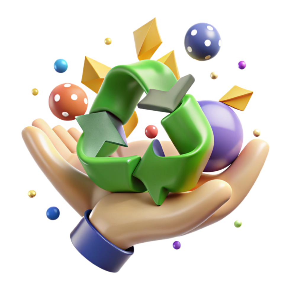 wonderful vintage Recycling Symbol in Hand Isolated Cutout detailed png