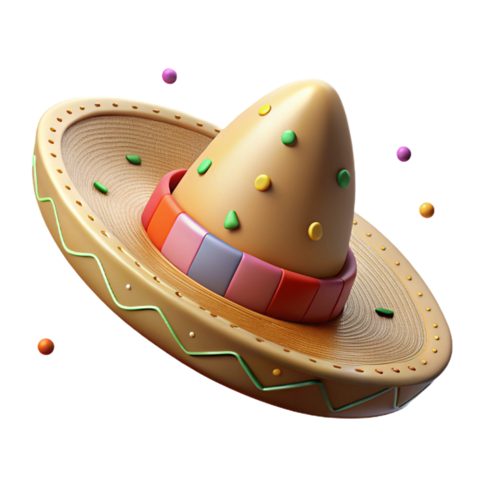 impressive rustic Mexican Sombrero Wide Brimmed Hat Woven Straw Isolated Transparent Background professional png