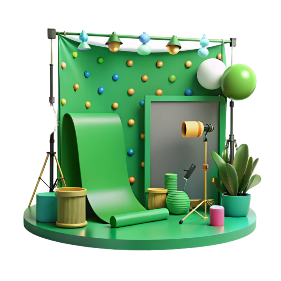 extraordinary vintage Green Screen Studio Setup Isolated Element genuine png