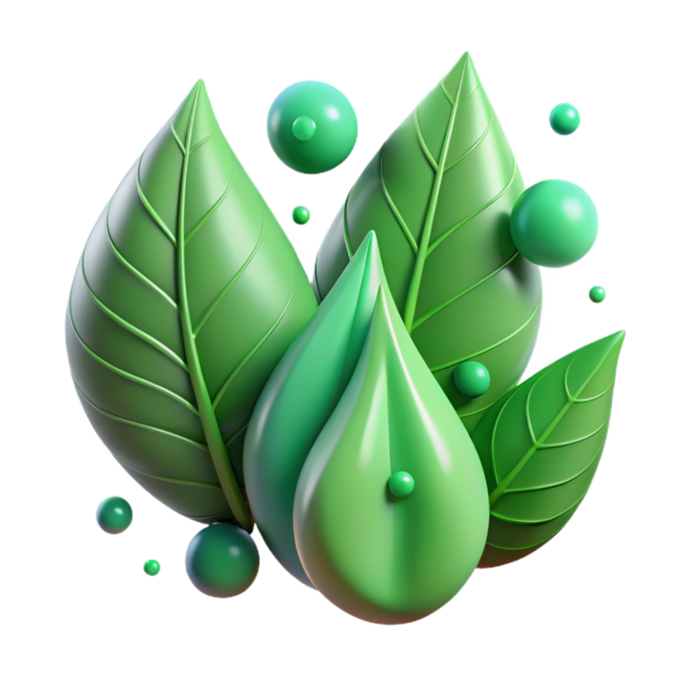 dramatic artistic Green Leaves with Raindrops Cutout genuine png