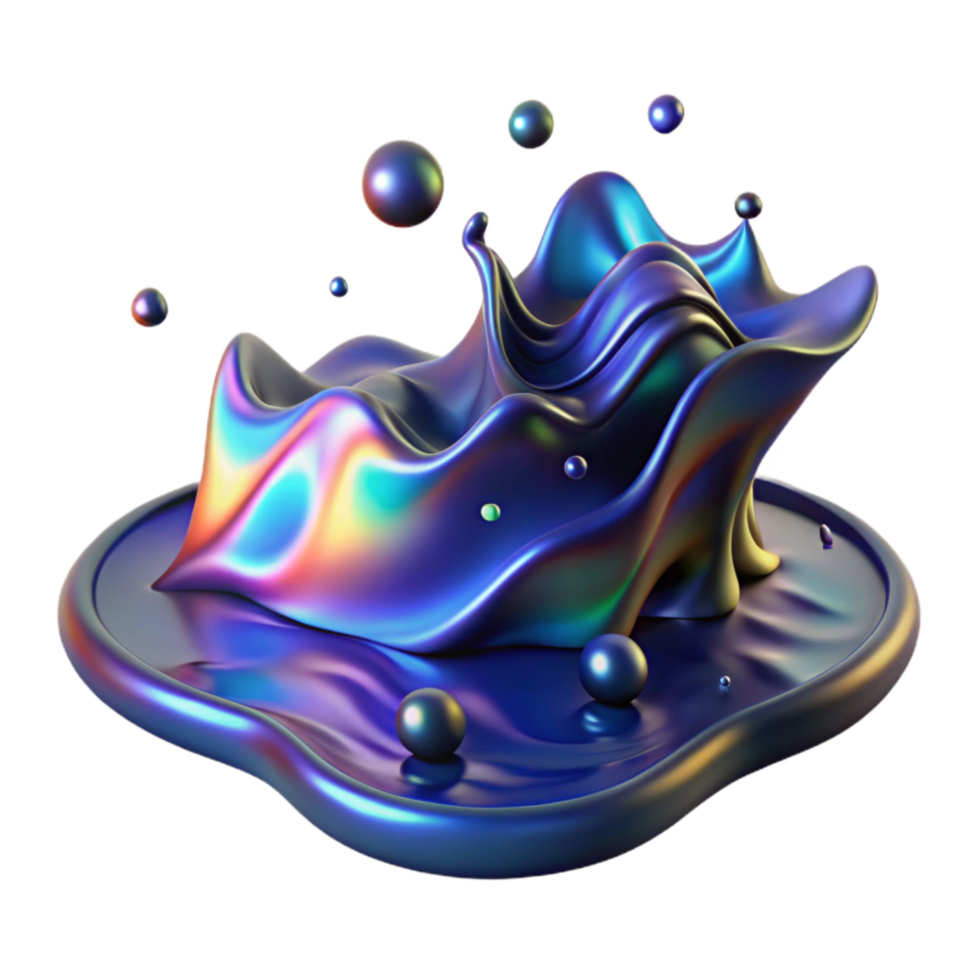 beautiful classic Oil Slick on Water Surface Isolated Transparent Background Dark Blue Color authentic png