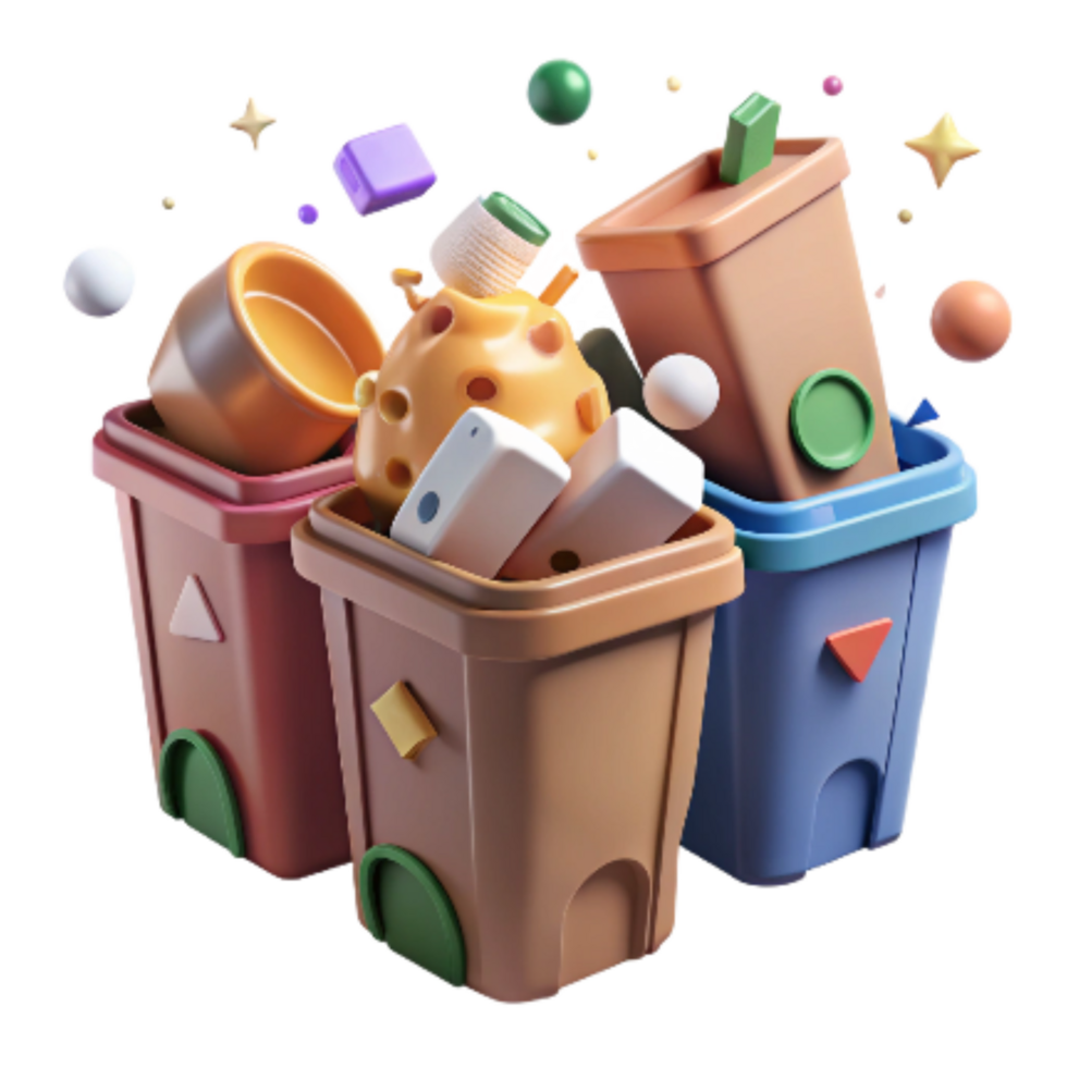 vibrant minimalist Recycling Bins with Different Materials Cutout professional png