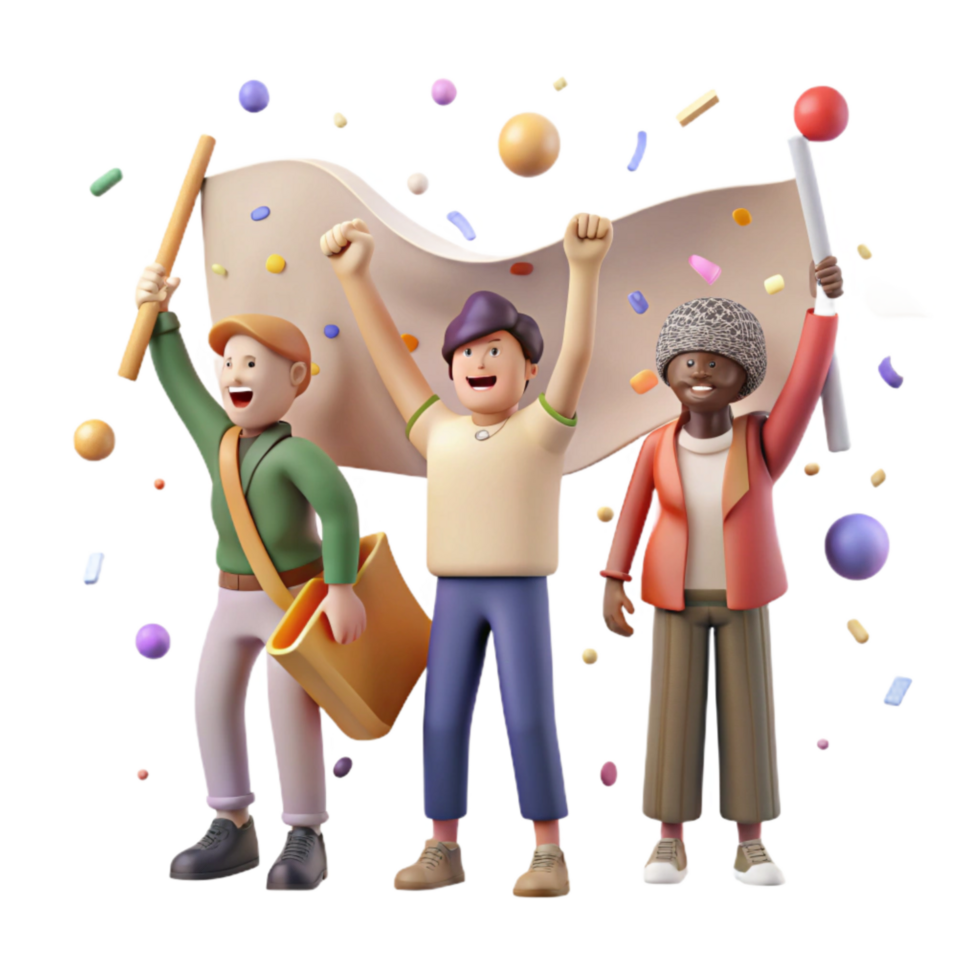 serene contemporary Group Holding Banner Protest Sign Cutout high quality png