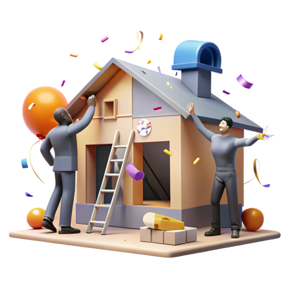 wonderful creative Rebuilding Home Teamwork Silhouette Isolated authentic png