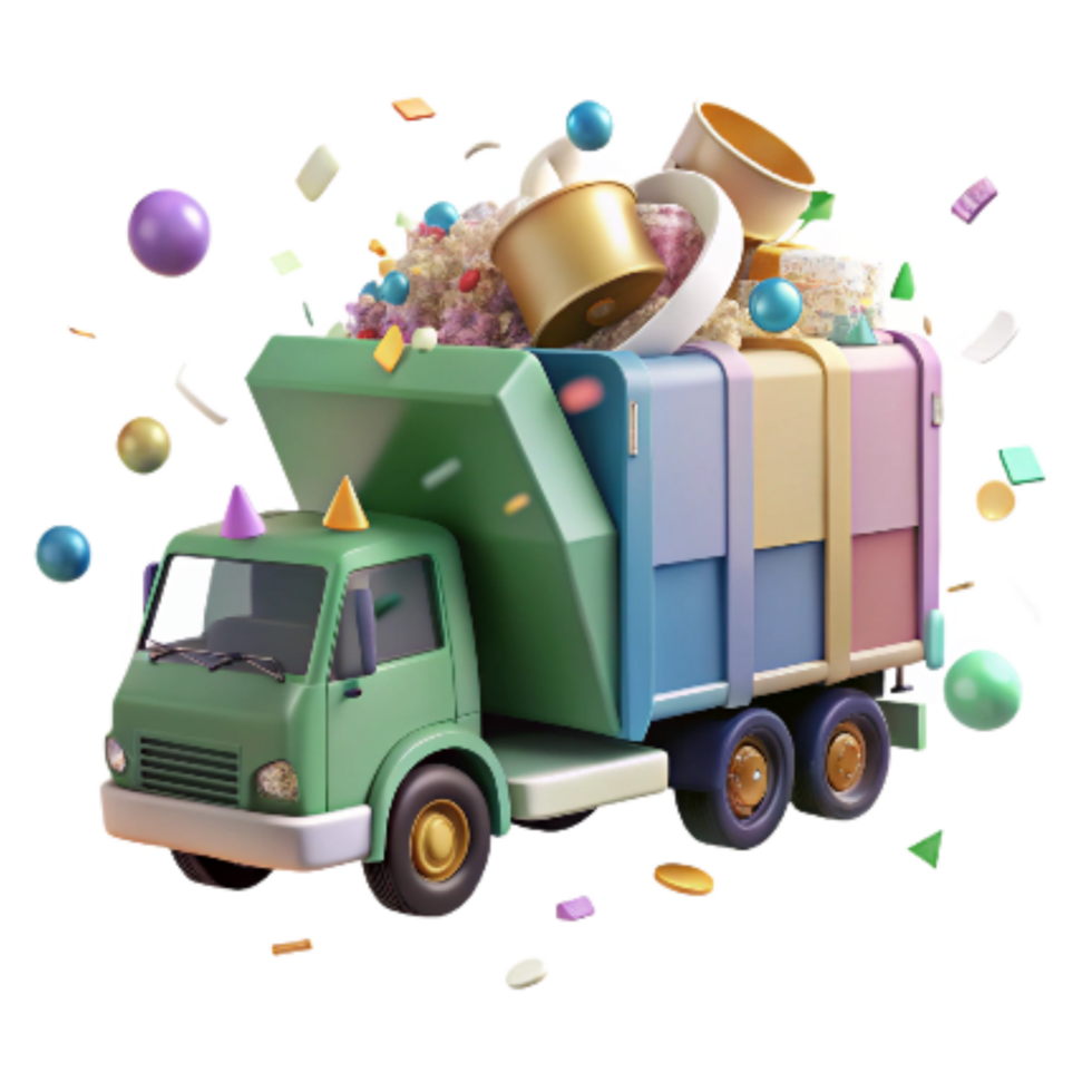 vibrant rustic Recycling Truck Collecting Waste Cutout original png