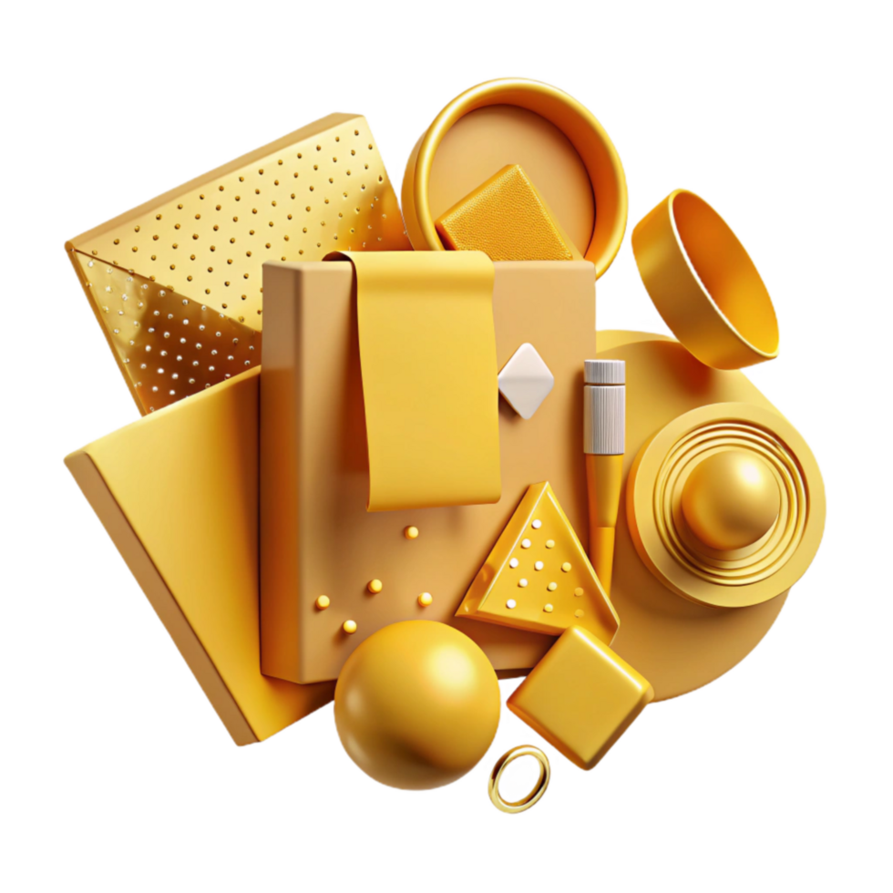 vibrant creative Golden Yellow Brand Identity Kit Mockup Isolated Element high quality png