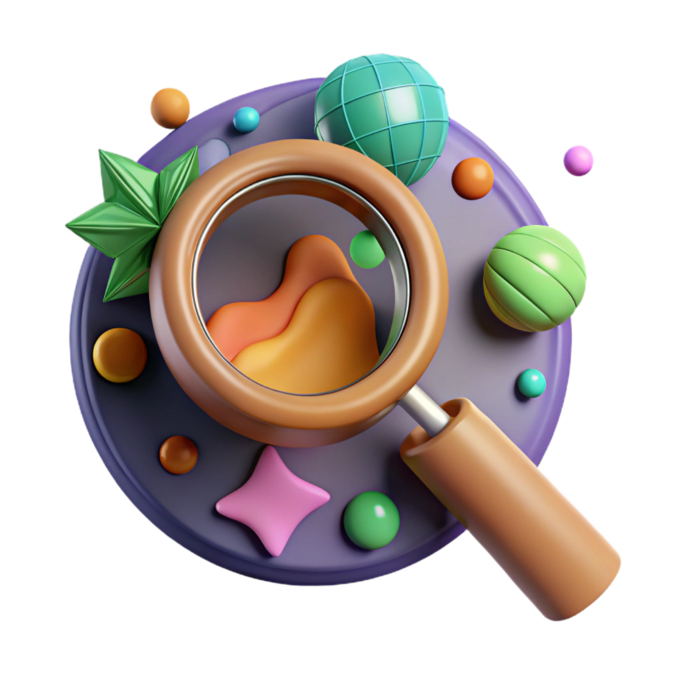 serene minimalist Magnifying Glass on Deforestation Isolated Cutout high quality png