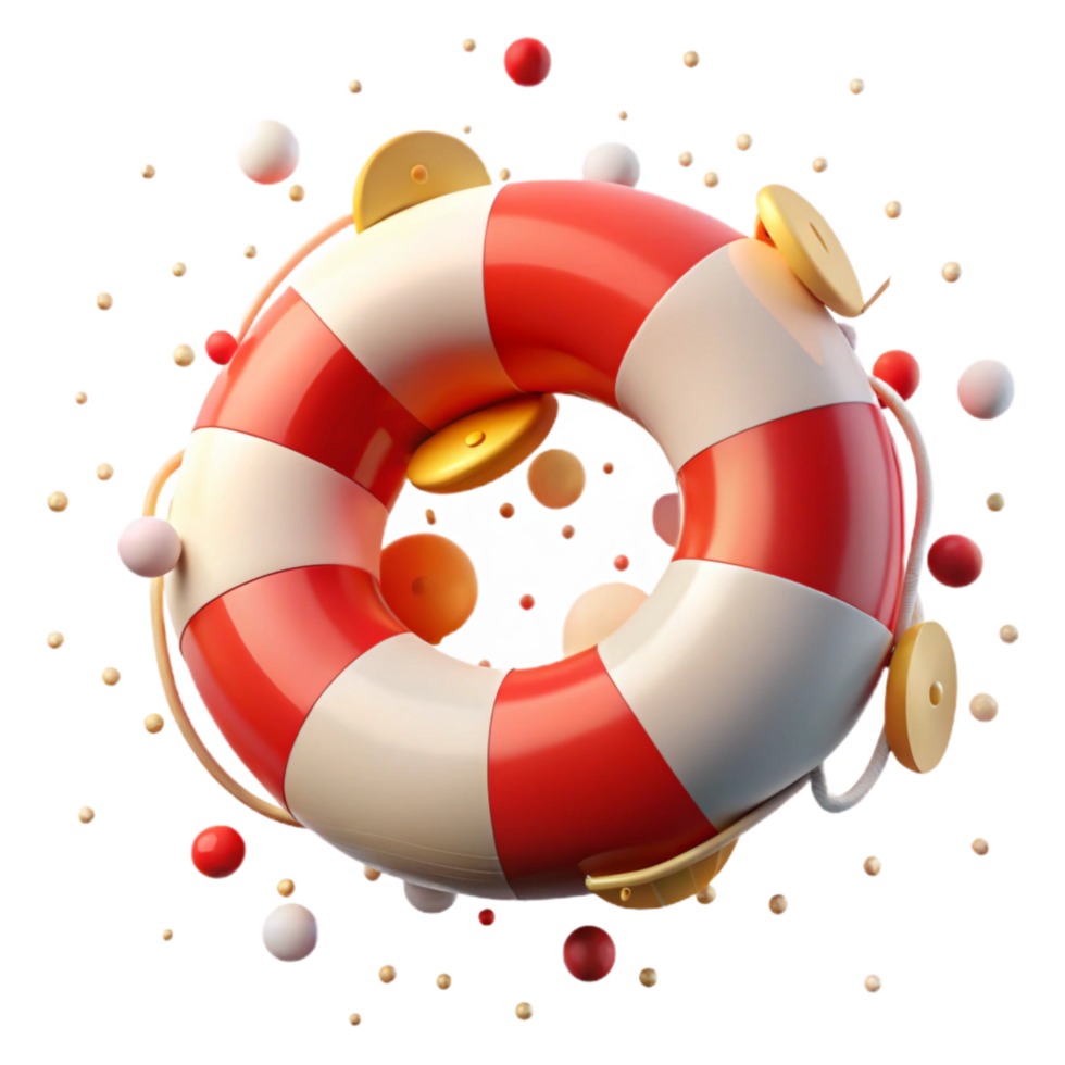 impressive creative Life Preserver Isolated Element Red and White Stripes premium png