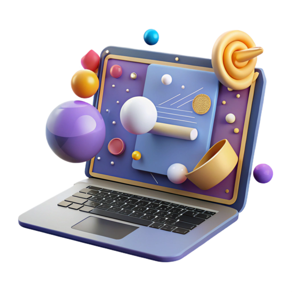 vibrant abstract Laptop Showing Citizen Science Website Cutout Dark Background premium png