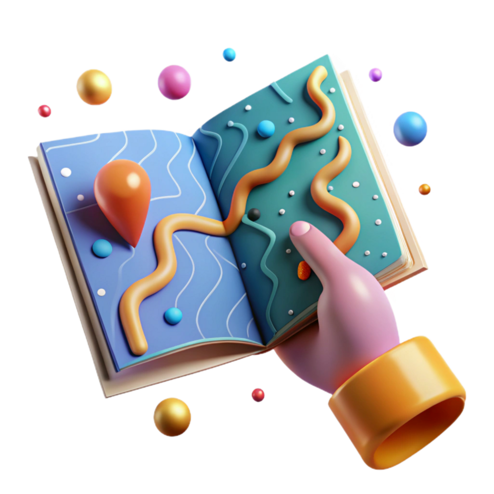 magnificent artistic Hand Holding Open Map Isolated premium png
