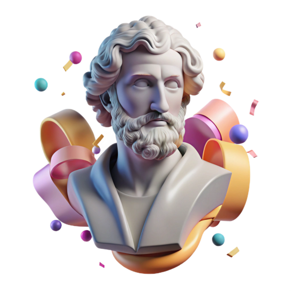 elegant artistic Philosopher Bust Classical Style Cutout original png