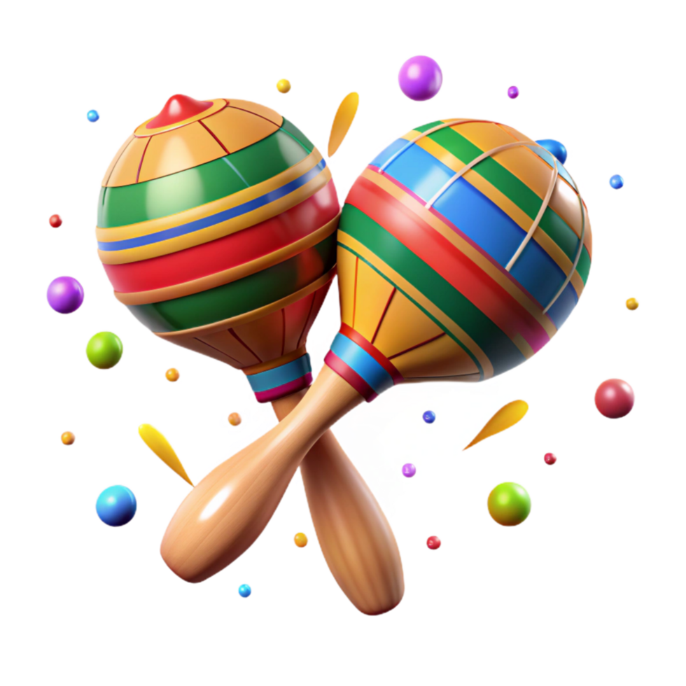 stunning minimalist Mexican Maracas Brightly Painted Wood Isolated Cutout exclusive png
