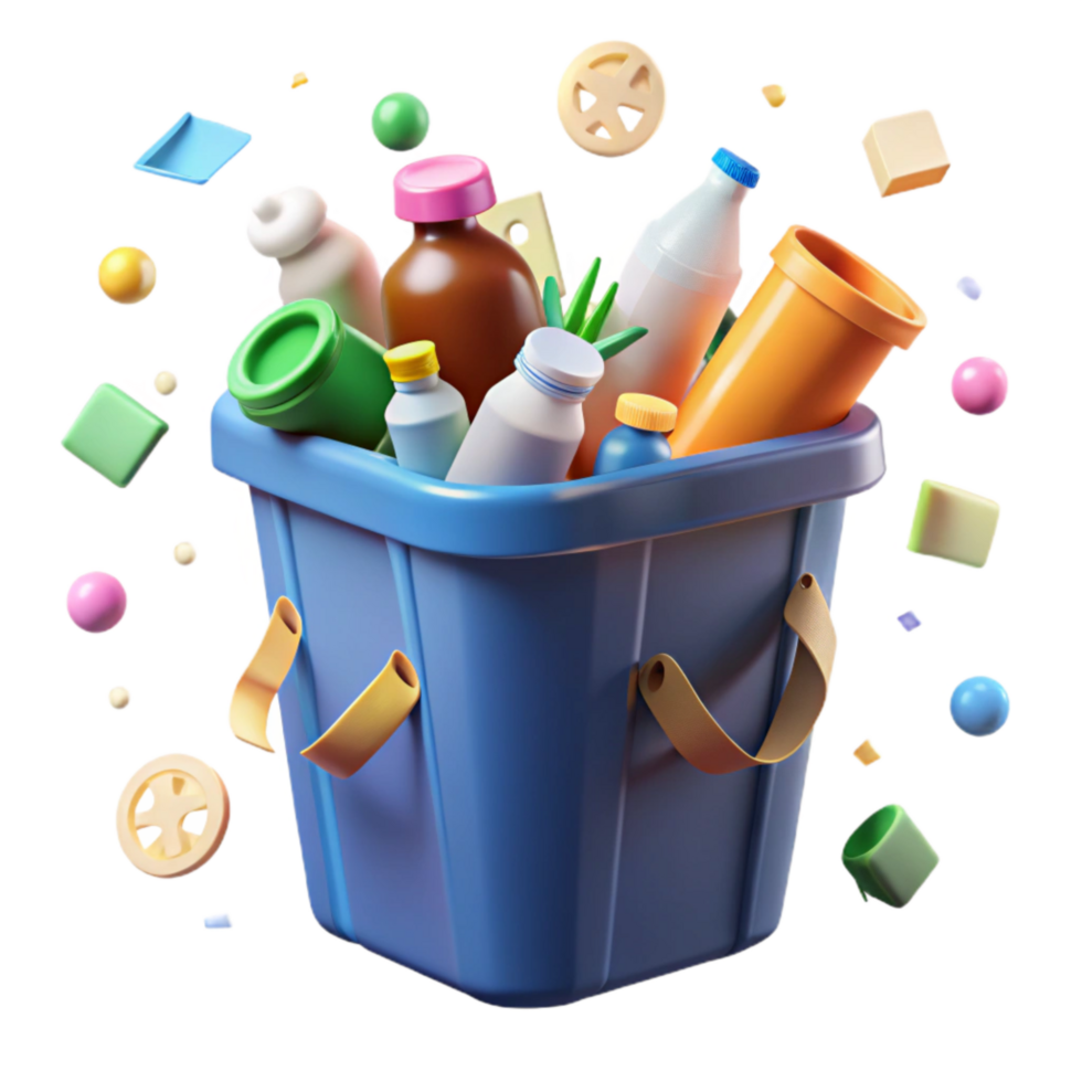 magnificent artistic Recycling Bin Overflowing with Plastic Transparent Background exclusive png
