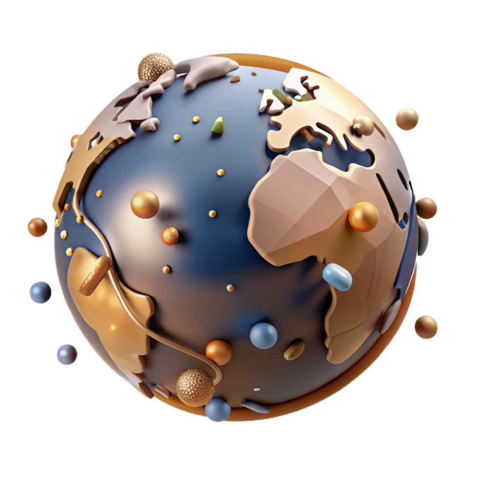 serene traditional Modern Globe Earth Tones Transparent Background premium png