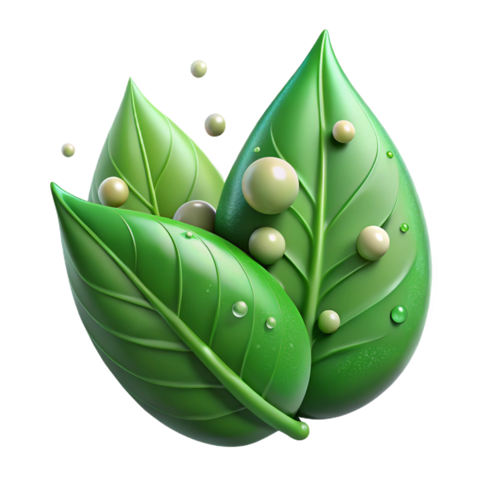 magnificent vintage Green Leaves Dew Drops Macro Photography Isolated premium png