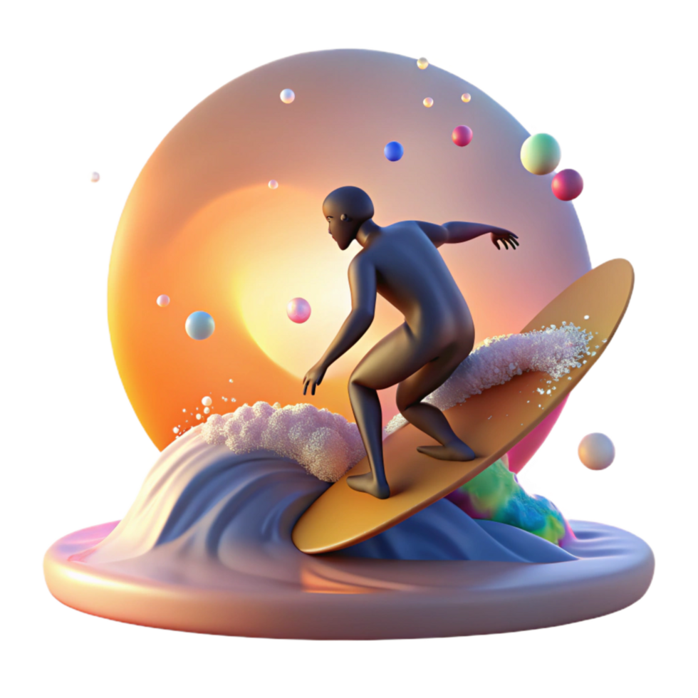 impressive traditional Person Surfing Wave at Sunset Silhouette Cutout png