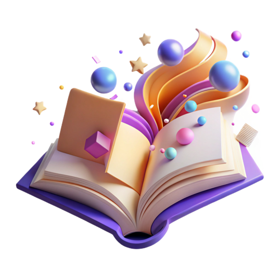 beautiful modern Open Book with Glowing Pages Isolated Element exclusive png